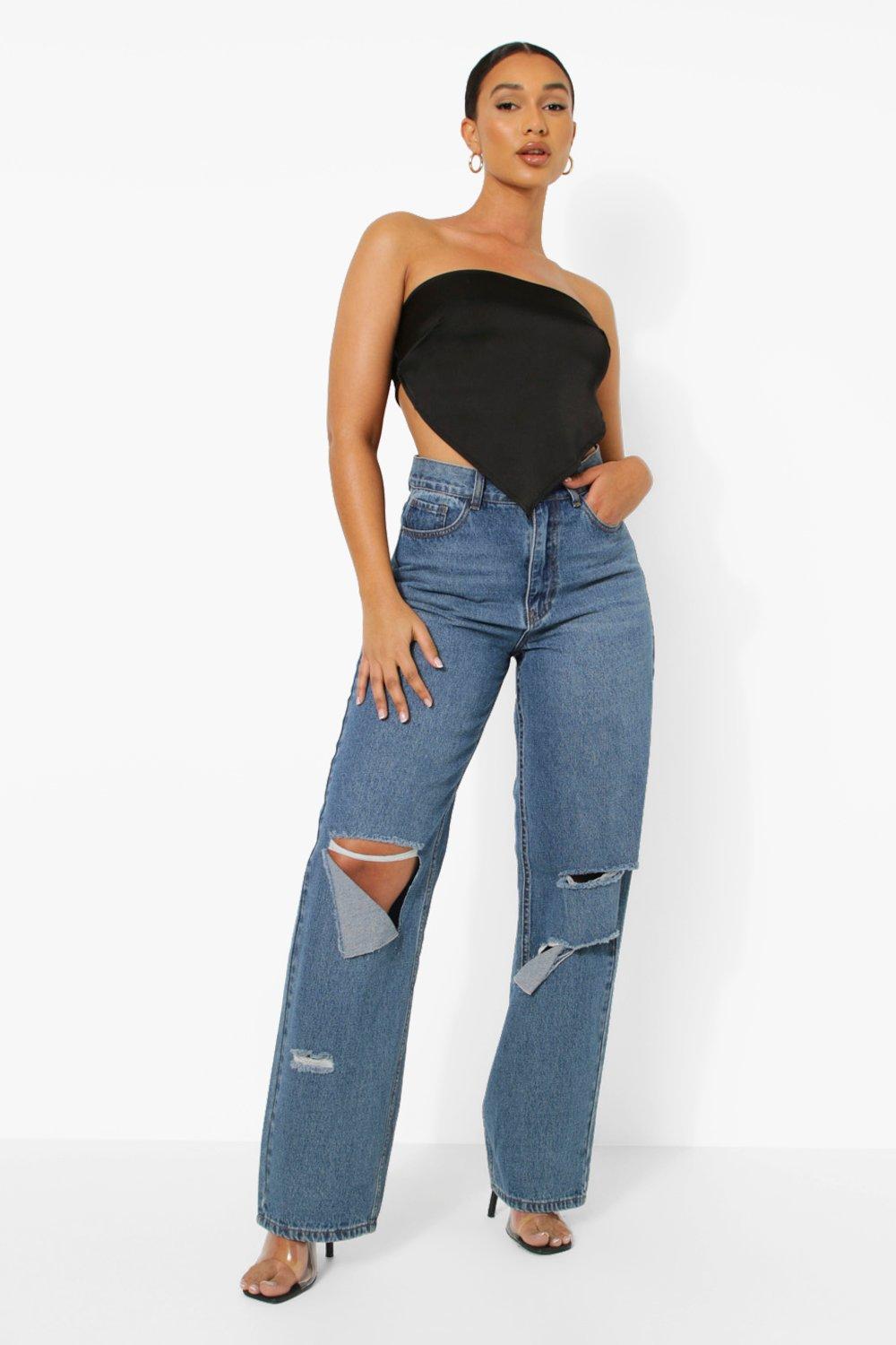 Boohoo ripped clearance boyfriend jeans